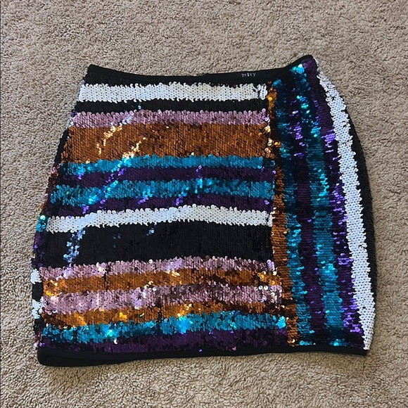 Privy Sequin Mini Skirt Black and Blue - Picture 1 of 11